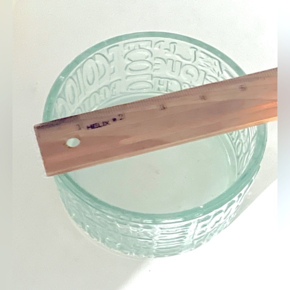 Vidreco Recycled Glass Bowl Embossed Ecologic Multi-Language Green Aqua 5x2.75” - Picture 7 of 8